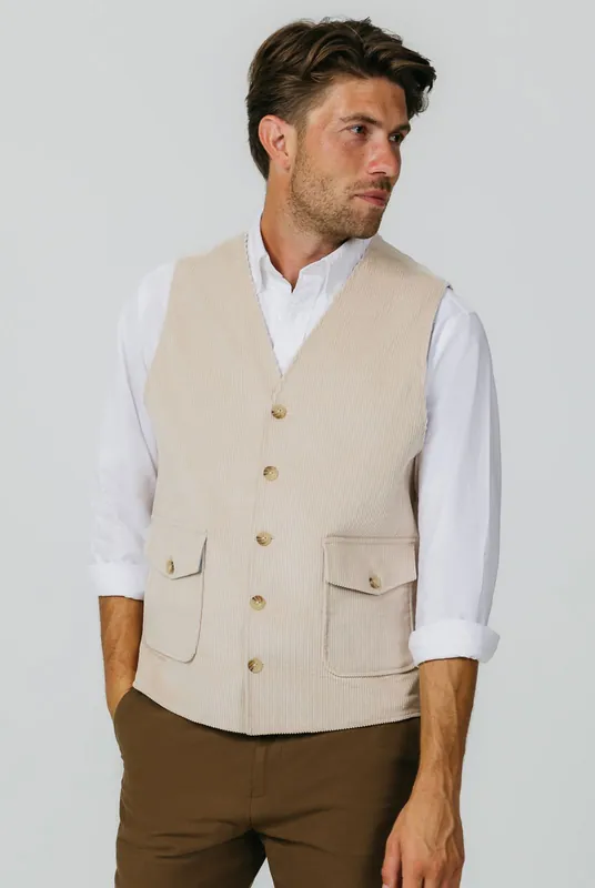 Beige Corduroy Waistcoat - Dobell