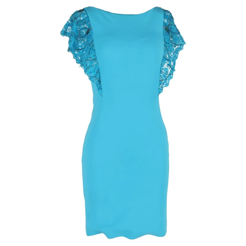 Preloved Flutter Sleeve Dress in Turquoise Polyester - Emilio Pucci