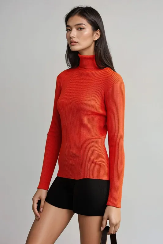 Fitted Textured Turtleneck Sweater - MyFashion