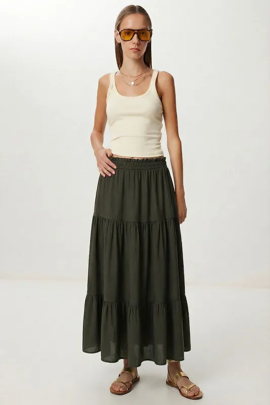 High Waist A-Line Maxi Skirt
