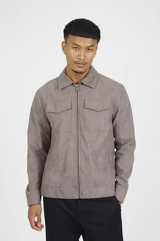 Faux Suede Patch Pocket Jacket - Brave Soul