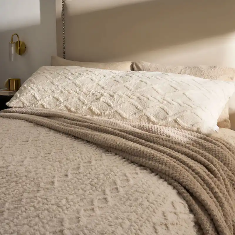 Cable Knit Fleece Long Bolster Cushion Soft Maternity Support Pillow - OHS
