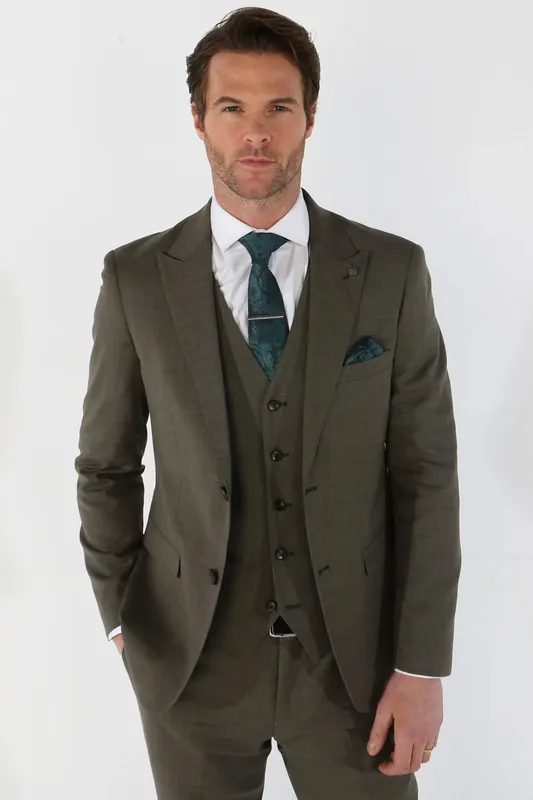 Men's 3 Piece Sage Summer Wedding Tailored Fit Suit - Infinity Leather