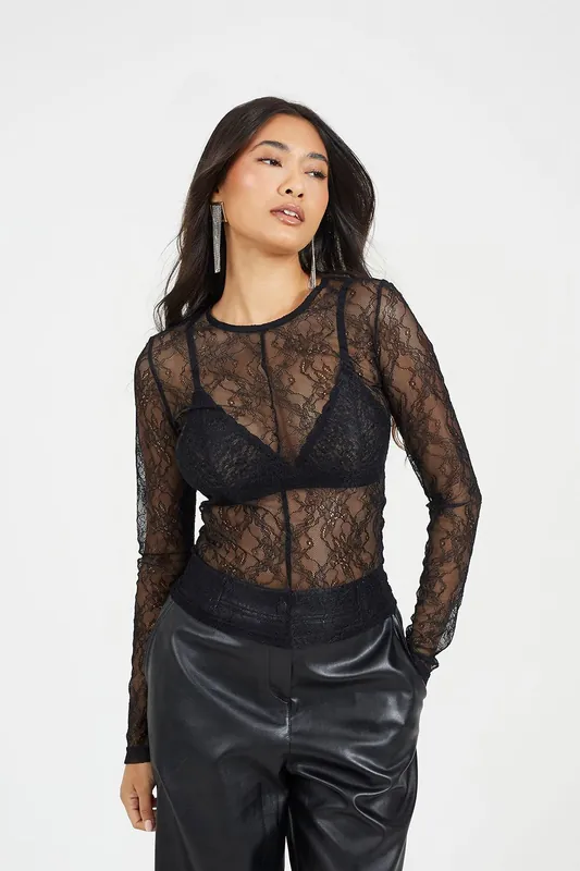 Long Sleeve Lace Top - Brave Soul