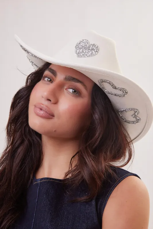 Hearts Patches Cowboy Hat - My Accessories London