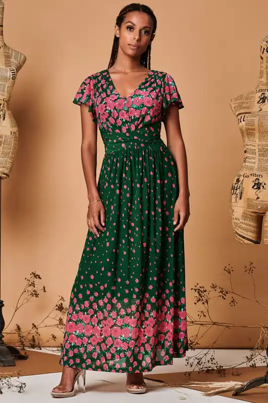 Carlii Symmetrical Print Mesh Maxi Dress - Jolie Moi