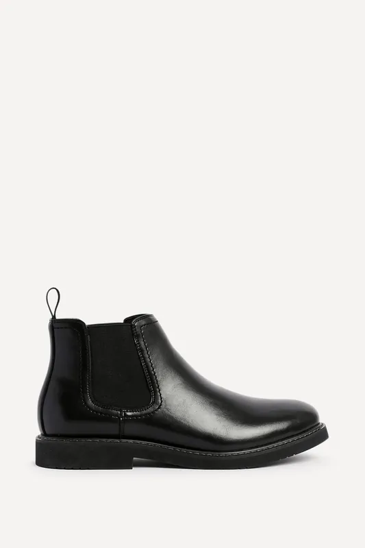 Alessandro Mens Black Faux Leather Chelsea Boots - Linzi