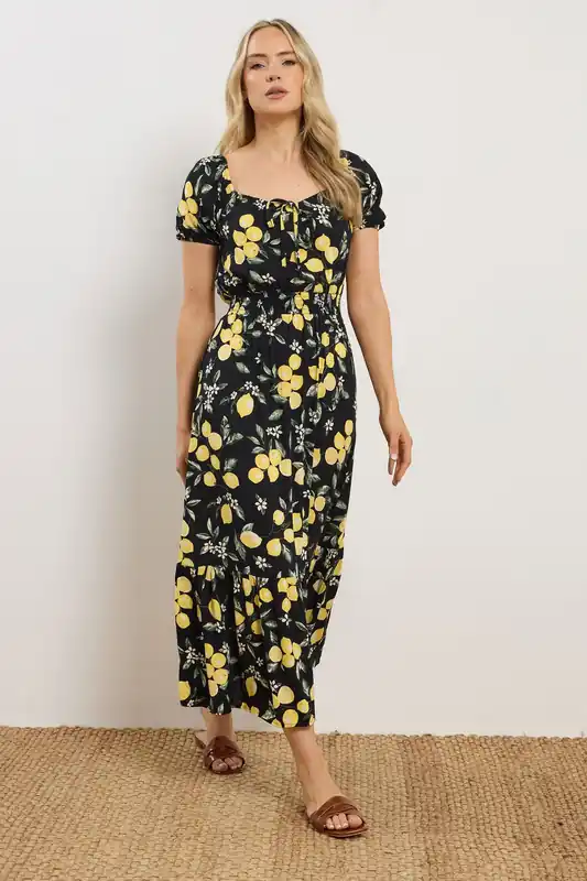 Tall Lemon Print Midi Dress - Long Tall Sally