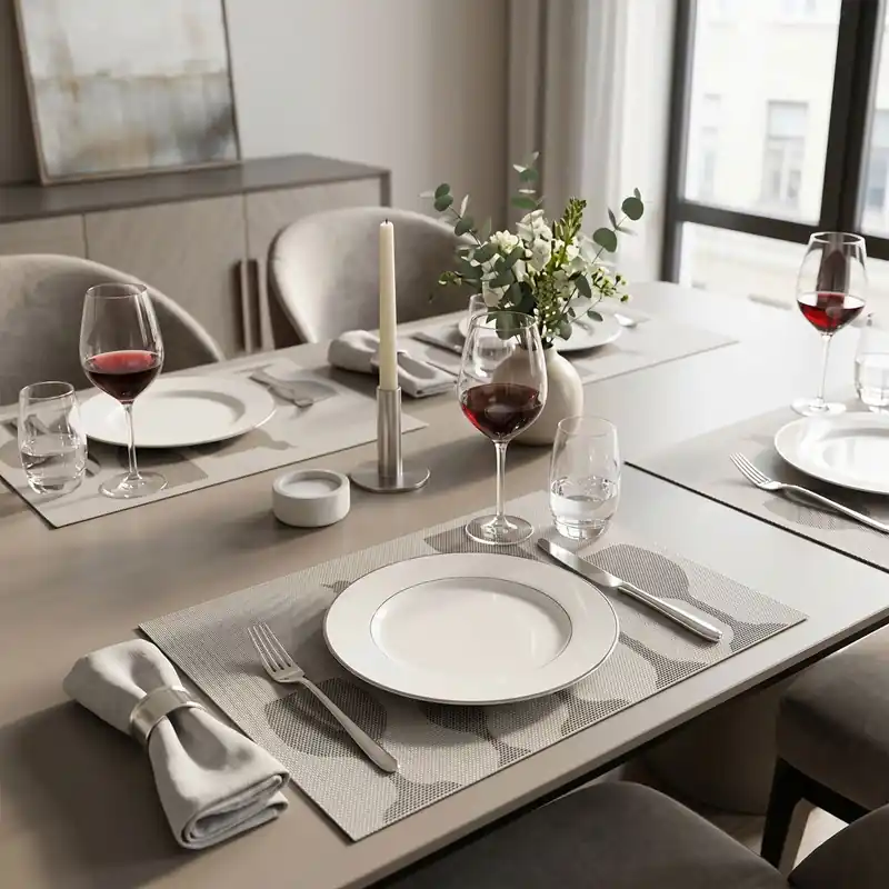 PVC Placemats Set Of Four Silver Pvc Stemware Design Placemats - Orsina