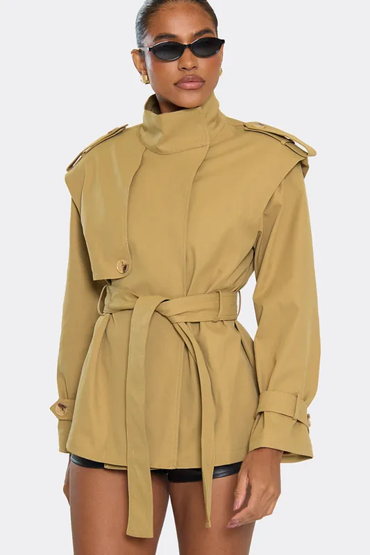 Long Sleeve High Neck Short Coat - EGO