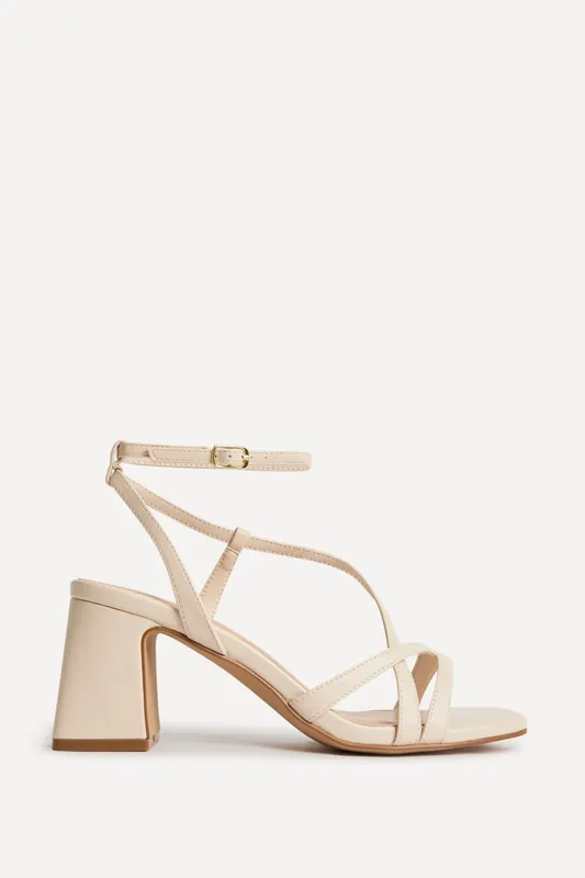 Oslo Nude Faux Leather Heeled Sandals - Linzi