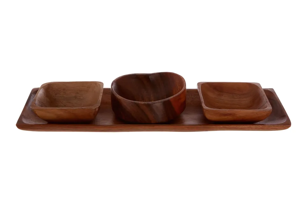 Kora 3Pc Serving Dish Set, Acacia Wood - Orsina