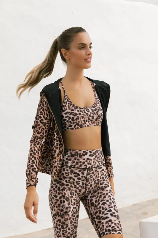Samaya Leopard Print Bomber Jacket Casual Breathable Zip Up Jumper - Dancing Leopard