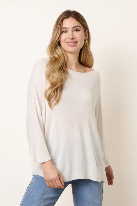Ivory Thin Knit Soft Jumper - Blue Vanilla