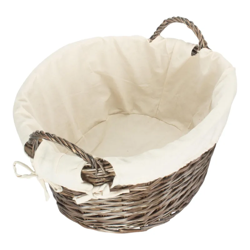Wicker Antique Wash Lined Laundry Basket - Red Hamper