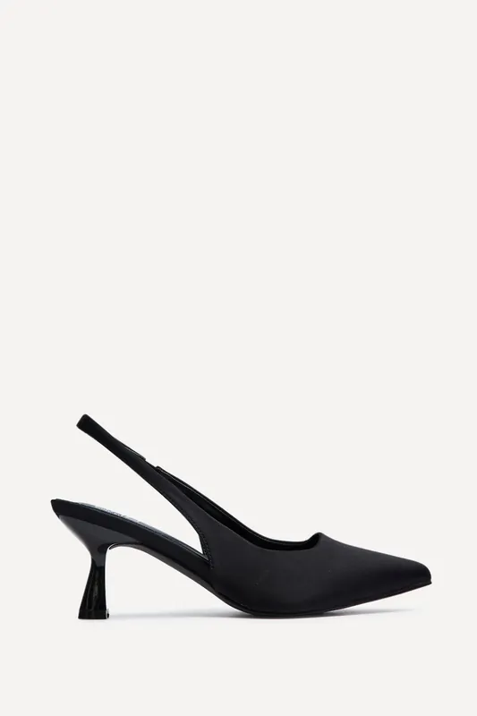 Izzie Wide Fit Black Lycra Court Heels - Linzi