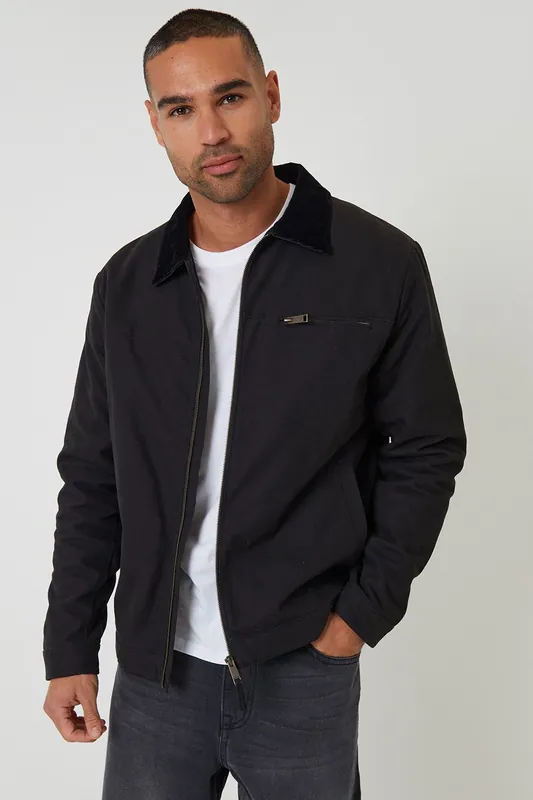 Cotton Canvas Jacket With Corduroy Collar - Threadbare