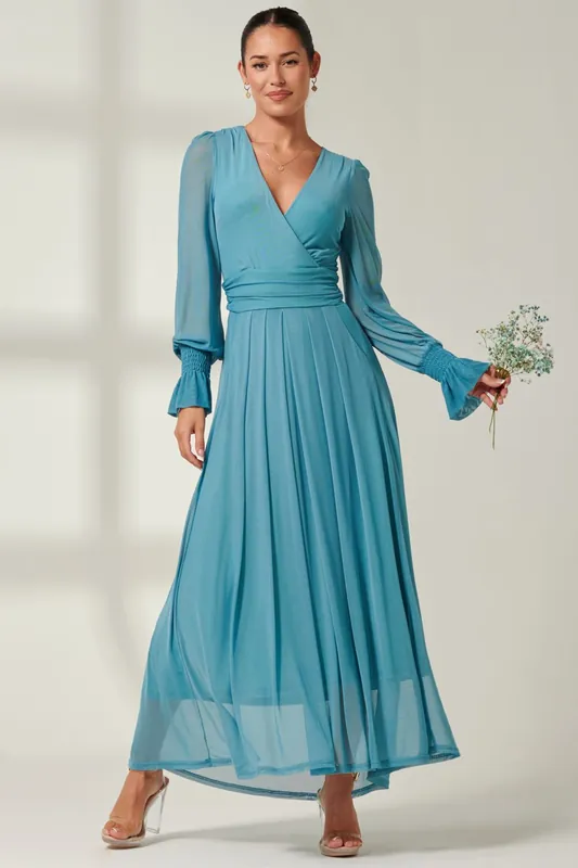 Greta Long Sleeve Mesh Maxi Dress - Jolie Moi