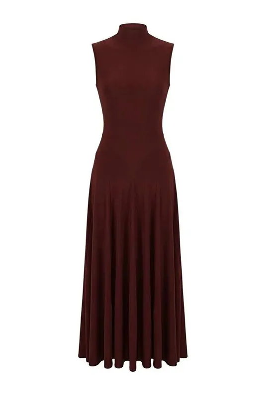 Sleeveless High Neck Knit Maxi Dress with Back Detail - WOVCOR