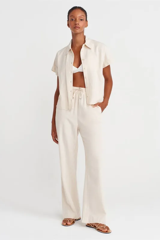 Wide-Leg Trousers With Drawstring Waist