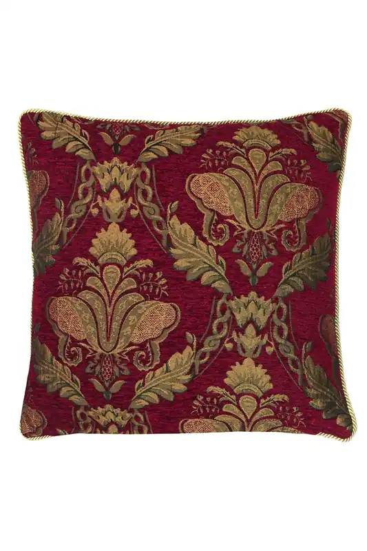 Shiraz Traditional Jacquard Pipe Trimmed Cushion - Paoletti