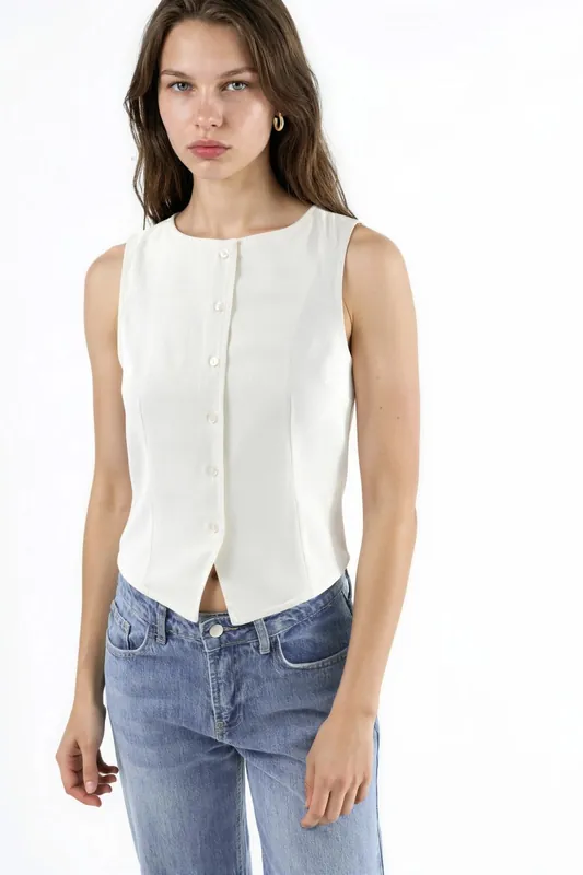Buttoned Sleeveless Top - Hiccup