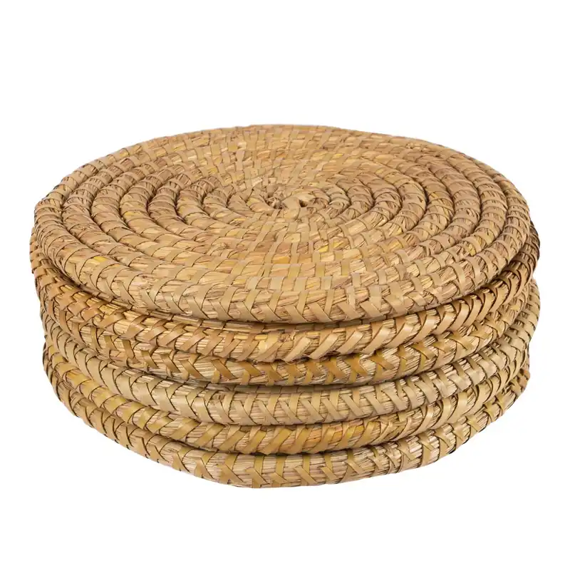 30cm Round Placemats - Set of 6 - Woven Palm Leaf