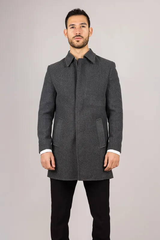Men's Wool Blend Classic Collar Overcoat - Infinity Leather
