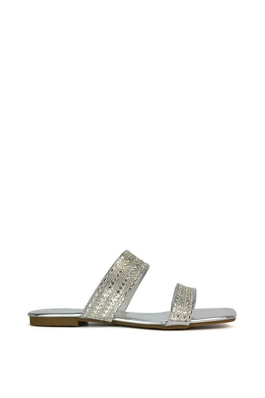 Lucy' Slip On Flat Cork Slider Mules - XY London