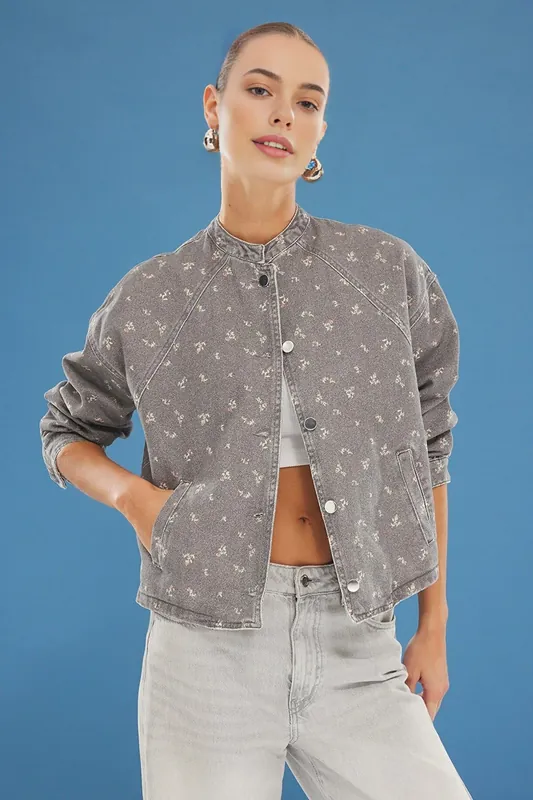 Floral Washed Bomber Jacket - WOVCOR