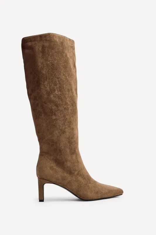 Uptown Sand Faux Suede Knee High Boot - Linzi