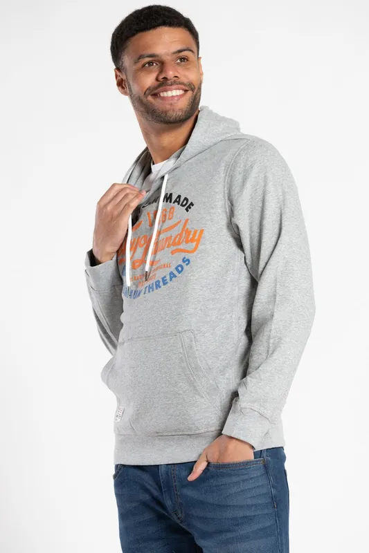 Kangaroo Pocket Drawstring Printed Hoody - Tokyo Laundry