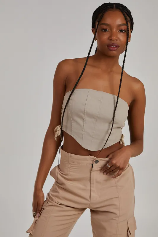 Cargo Lace Up Corset Top - Pink Vanilla