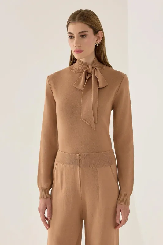 Bow Detailed Knit Sweater - Hiccup