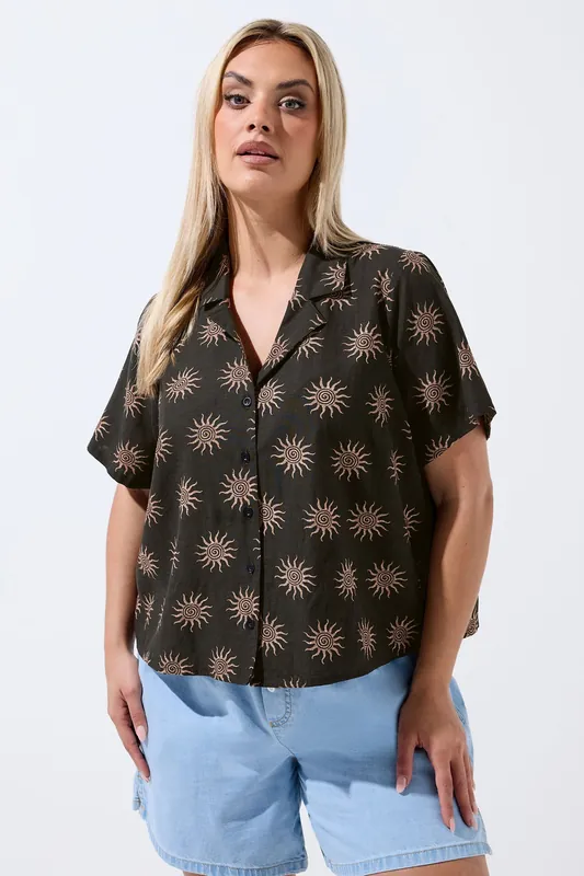 Printed Linen Boxy Shirt - Yours