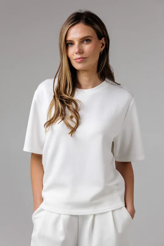 Luxe Short Sleeve Crew Neck Pinched Top - French Connection