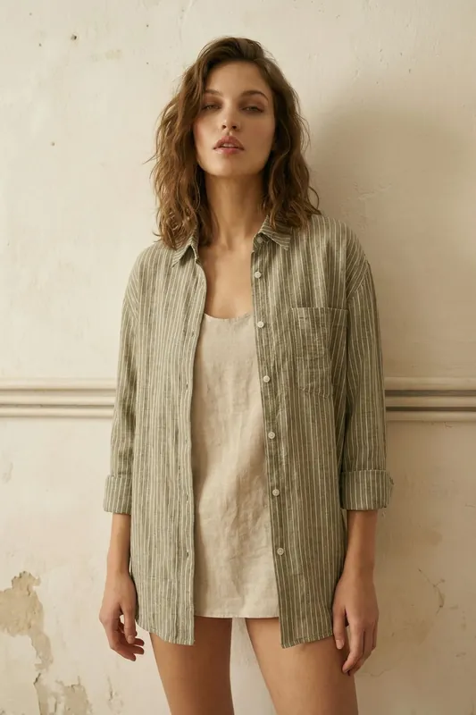 Oversized Striped Long-Sleeve Cotton Poplin Shirt