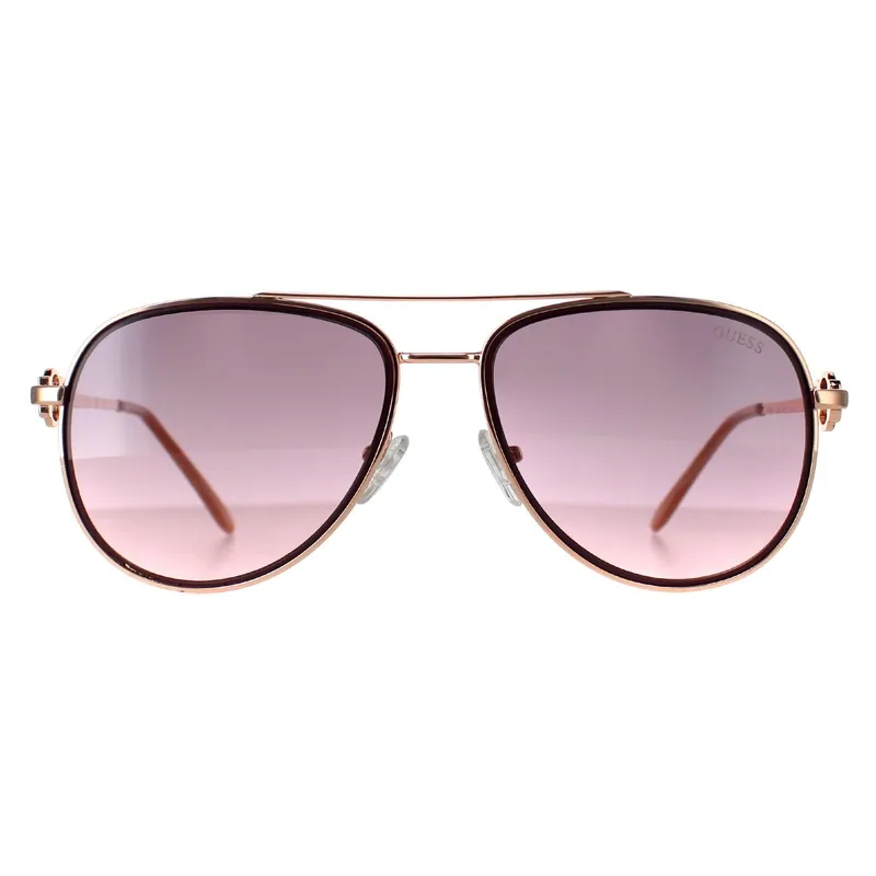 Aviator Shiny Rose Gold Bordeaux Mirror GF0344 - Guess
