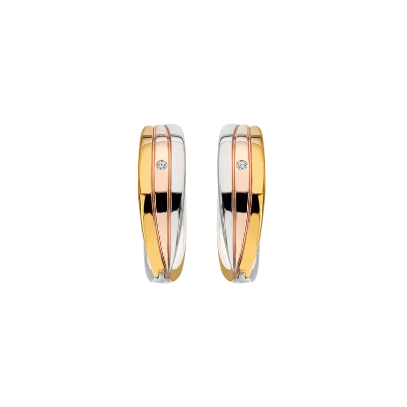Trio Hoop Earrings - Tri-colour