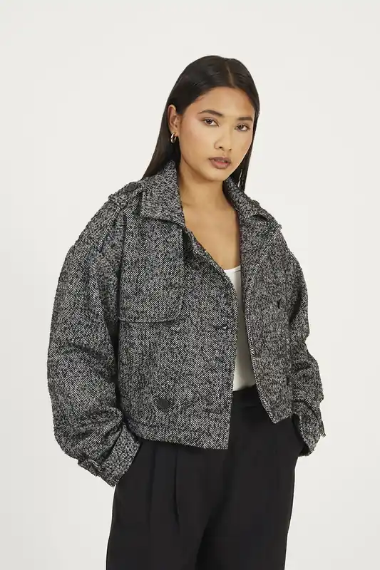 Faux Wool Double Breasted Jacket - Brave Soul