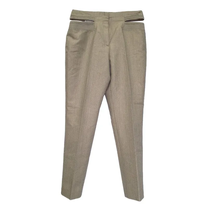 Preloved Trousers in Beige Virgin Wool - Burberry