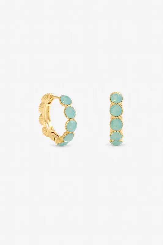 Gold Plated and Blue Round Hoop Earrings - Jon Richard