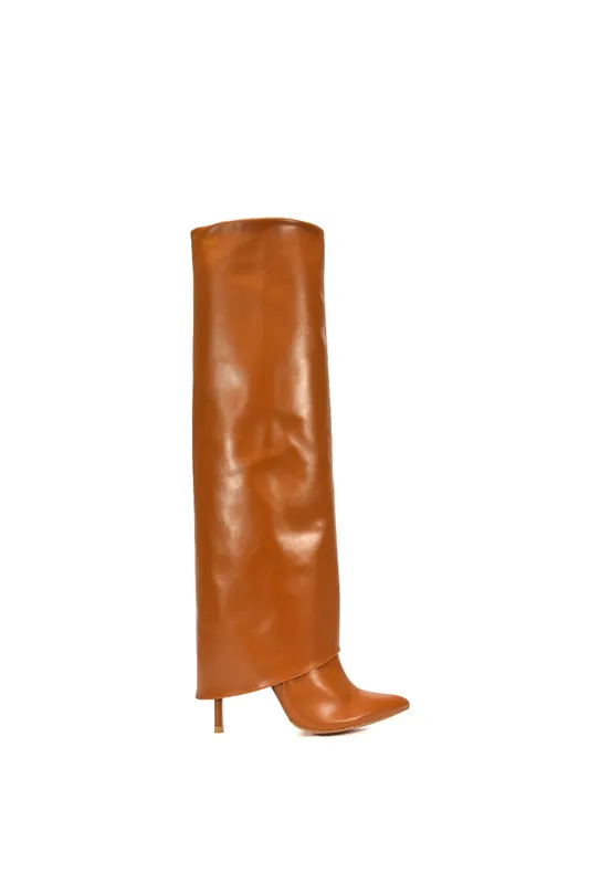 Shauna' Stiletto Heel Knee High Boots With Foldover - XY London