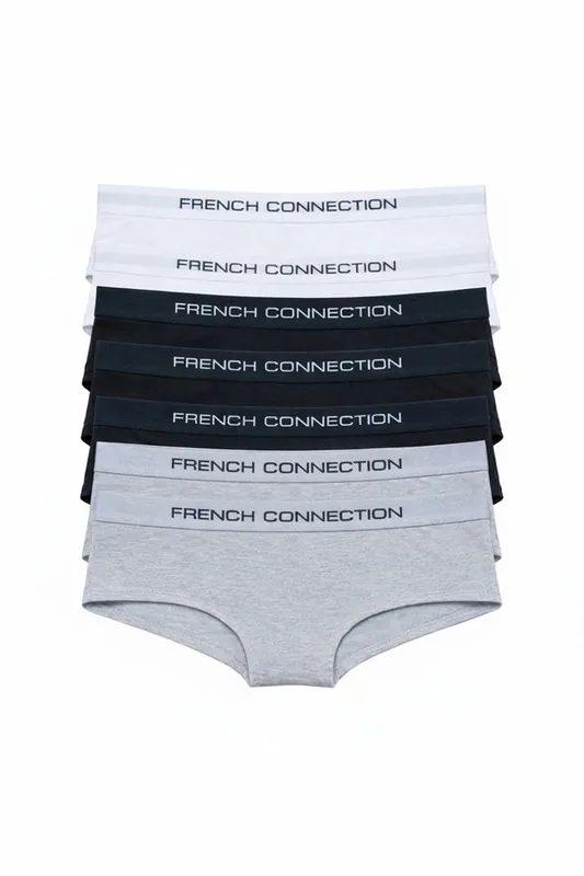 7 Pack Cotton Ladies Hipster Full Briefs - French Connection