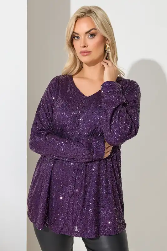 Sequin V-Neck Top
