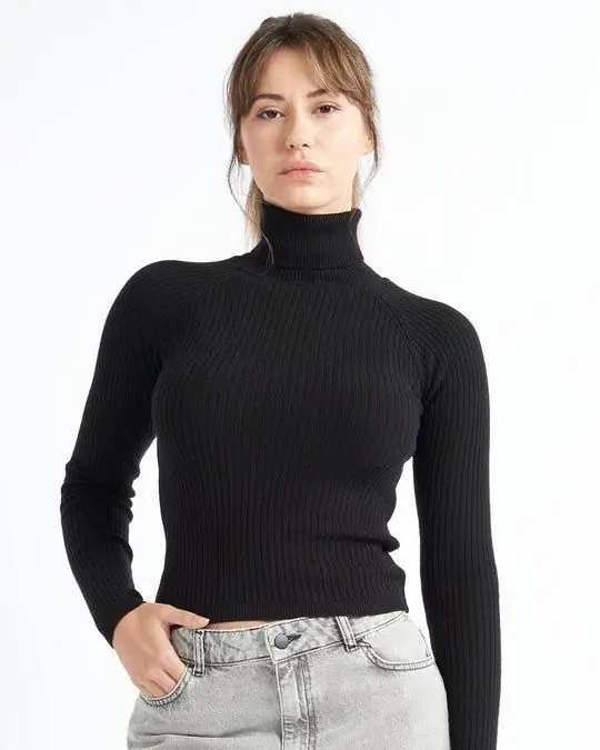 Fitted Super Soft Turtle Neck Ribbed Jumper - Alse Studio