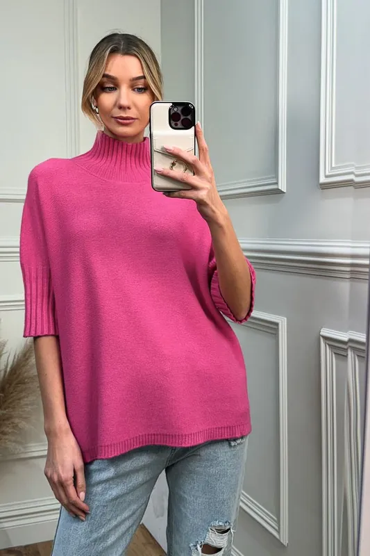 High Neck Half Sleeve Jumper - Jolie Moi