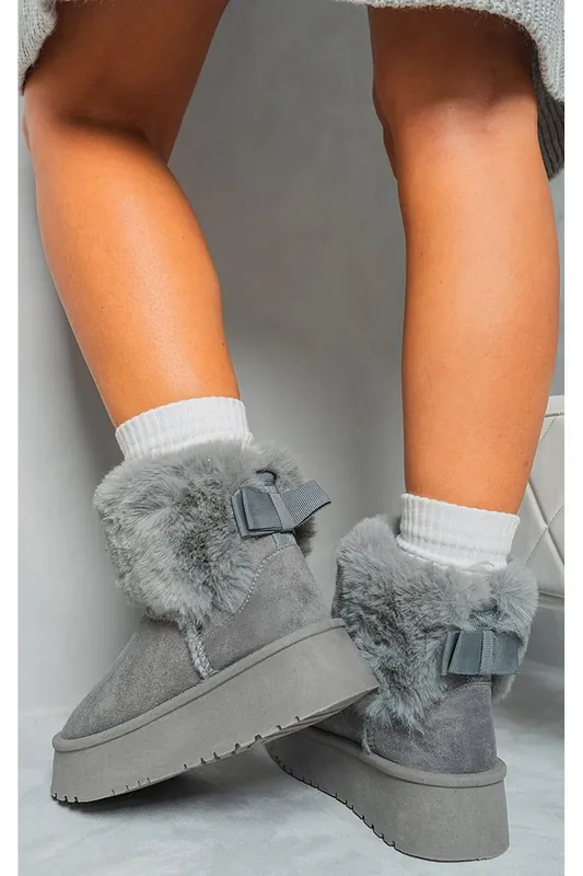 Elsa Fuzzy Cuff Slip On Snow Boots - IKRUSH