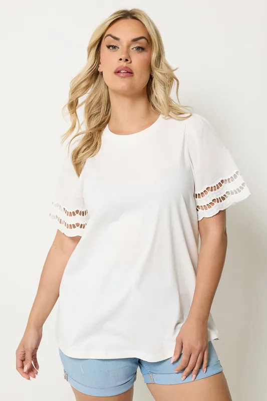 Broderie Anglaise Angel Sleeve T-Shirt