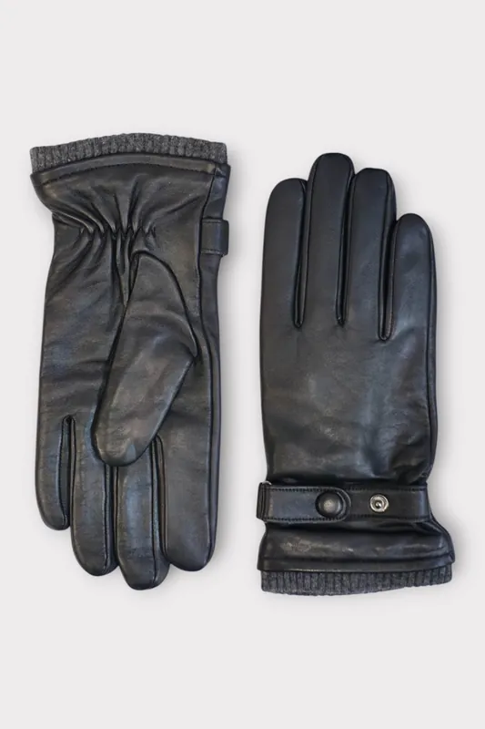 Italian Leather Warm Wool Lined Winter Knit-Rib Gloves